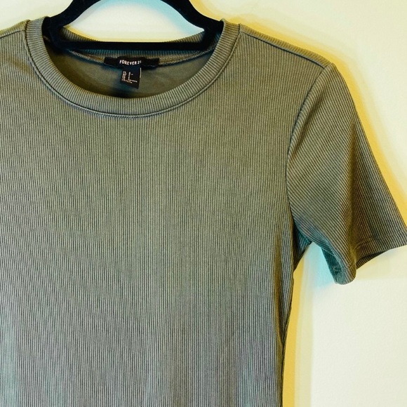 Forever 21 NWOT green ribbed body-con mini dress - Picture 3 of 11